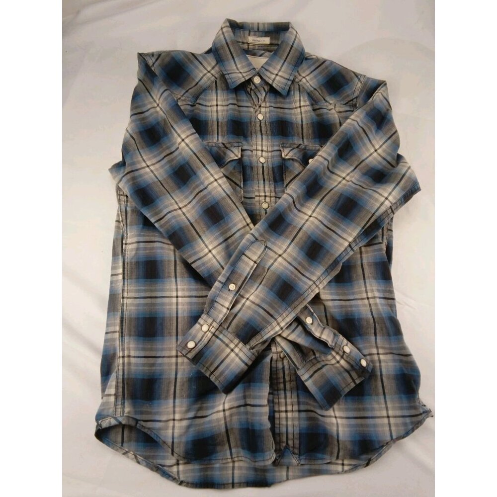 Women's American Eagle Blue Snap Up Shirt Size XS Long Sleeves